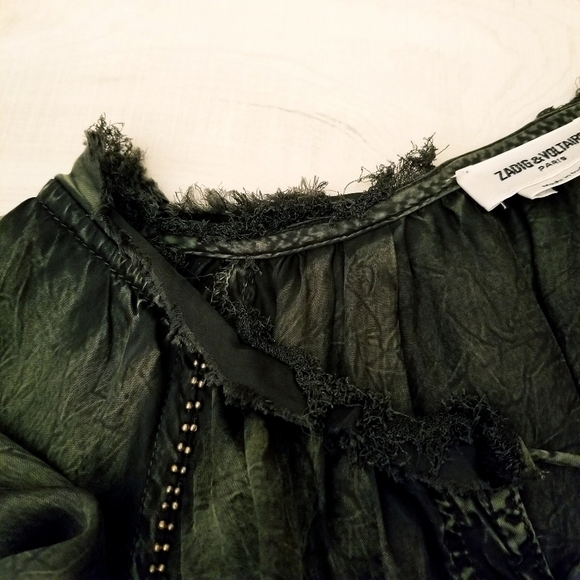 {S} Zadig & Voltaire Theresa Blouse In Army Green - Picture 10 of 14